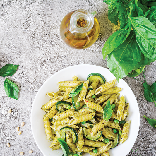 Chlorella Pesto with Gluten-Free Pasta